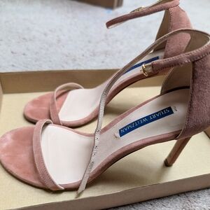 Stuart Weitzman Blush Suede Strappy Heels Women's Size 7